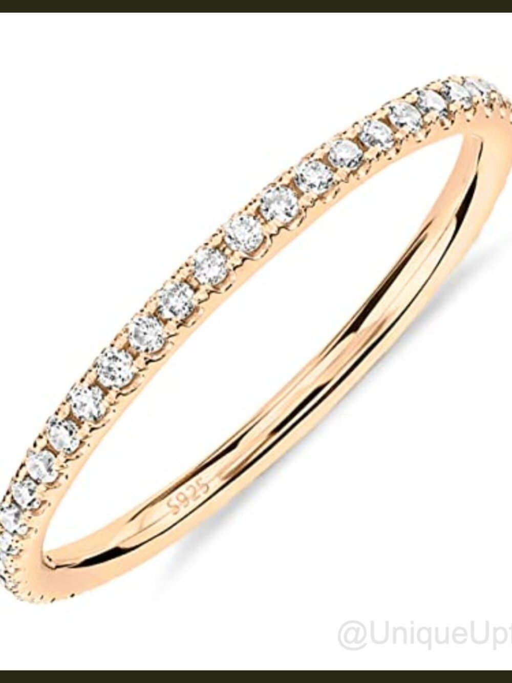 PAVOI 925 Sterling Silver Wedding Band for Women, 14K Gold Plated CZ Ring